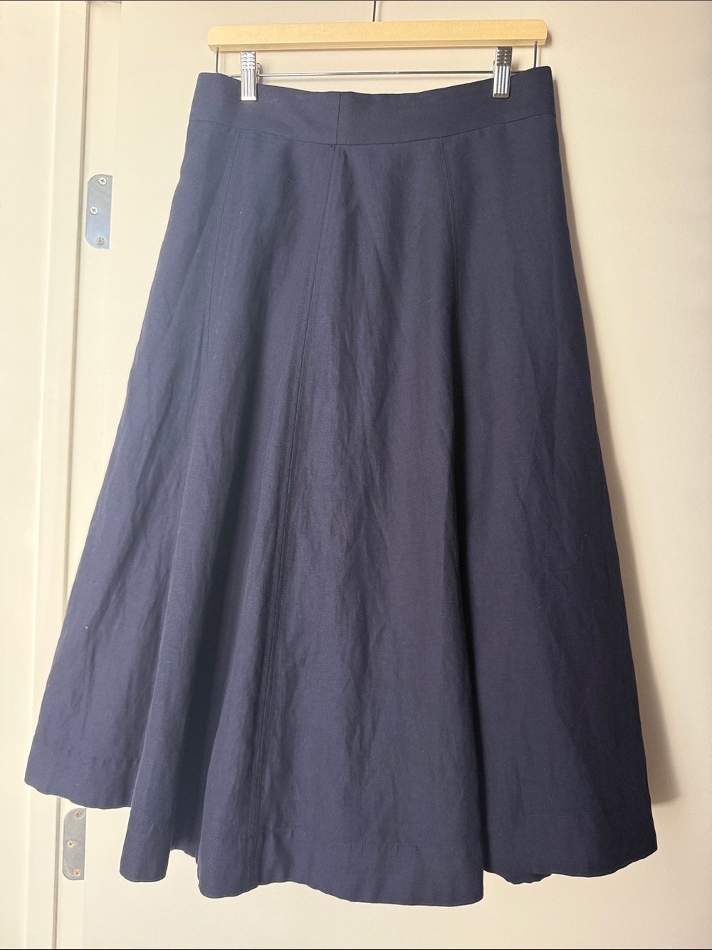 Babaton Navy A-Line Midi Skirt